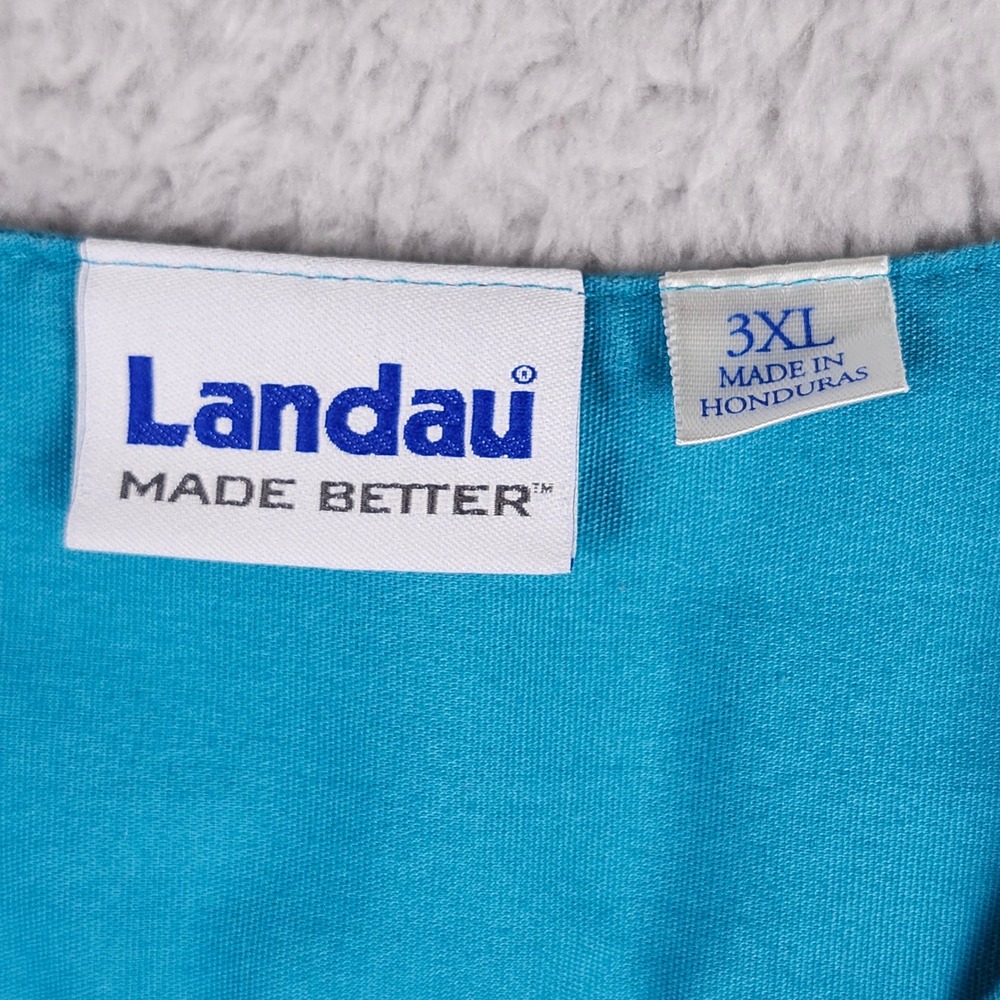 Landau Scrub Tops Unisex 3XL Blue Red V-Neck Pocket Medical Workwear Smock - Picture 6 of 16